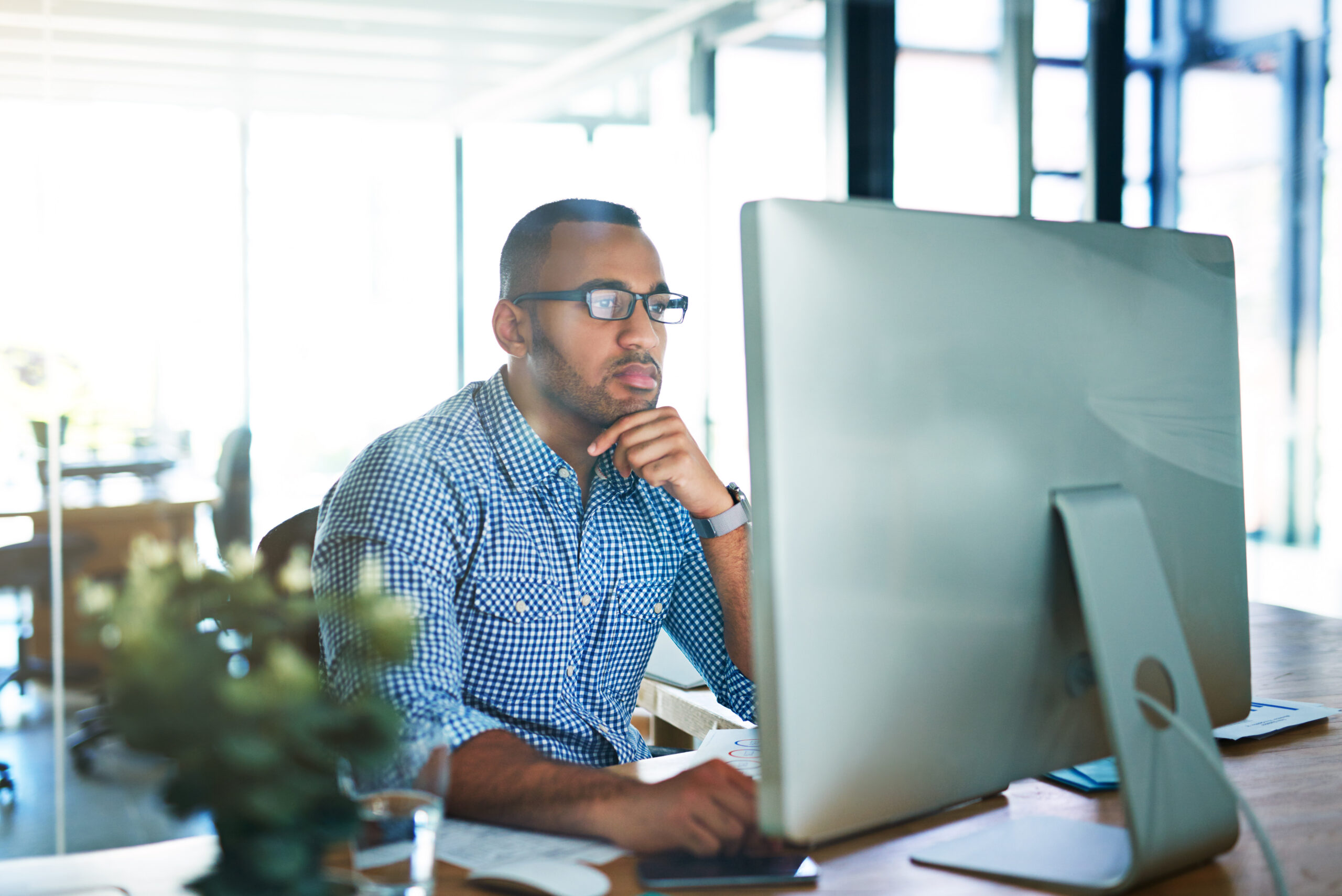 Business man on the computer